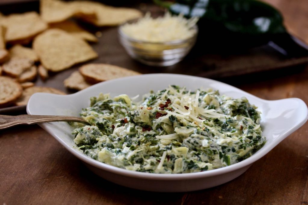 Why not add a poblano to that spinach artichoke dip! Make a double batch, because this one goes quick! @cookinrd | sarahaasrdn.com