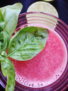 Watermelon Cooler with Basil Lime Simple Syrup