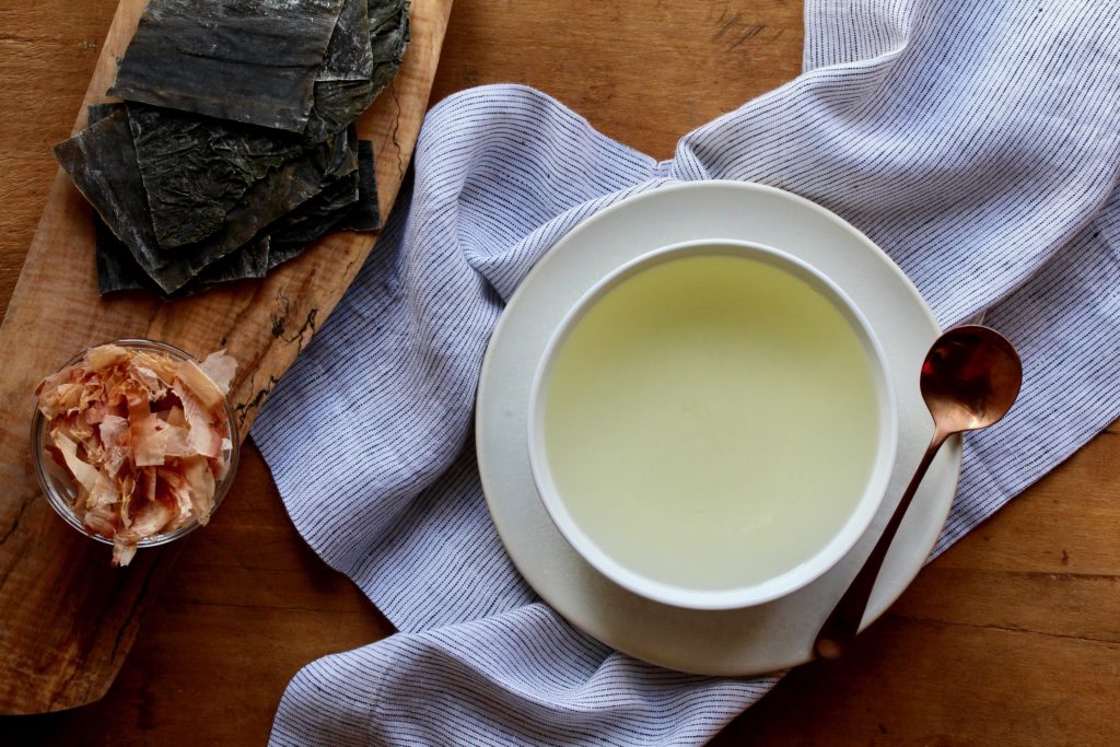 This delicious Japanese broth is bursting with umami and makes the perfect base for my Homemade Miso Soup! Try your hand at making dashi today! @cookinRD | sarahaasrdn.com