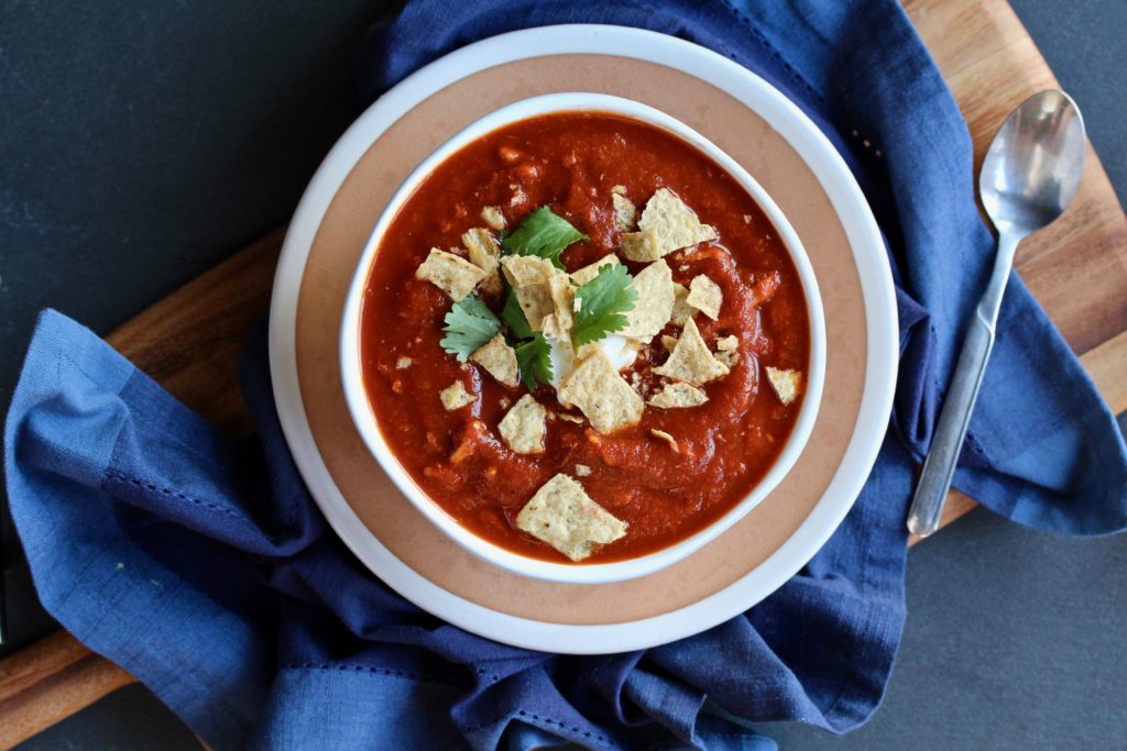 Why not jazz your chicken tortilla soup up with some delicious chiles? Right now, I'm all about incorporating amazingly flavorful dried chiles into my dishes. This soup doesn't disappoint! @cookinRD | sarahaasrdn.com