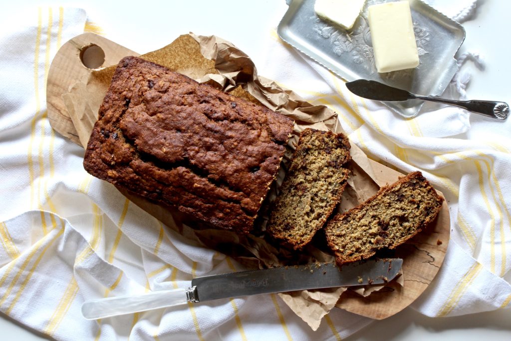 Banana bread gets a nourishing boost with oats and flax seed! This Chocolate Oat Banana Bread makes for an awesome snack or breakfast! @cookinRD | sarahaasrdn.com