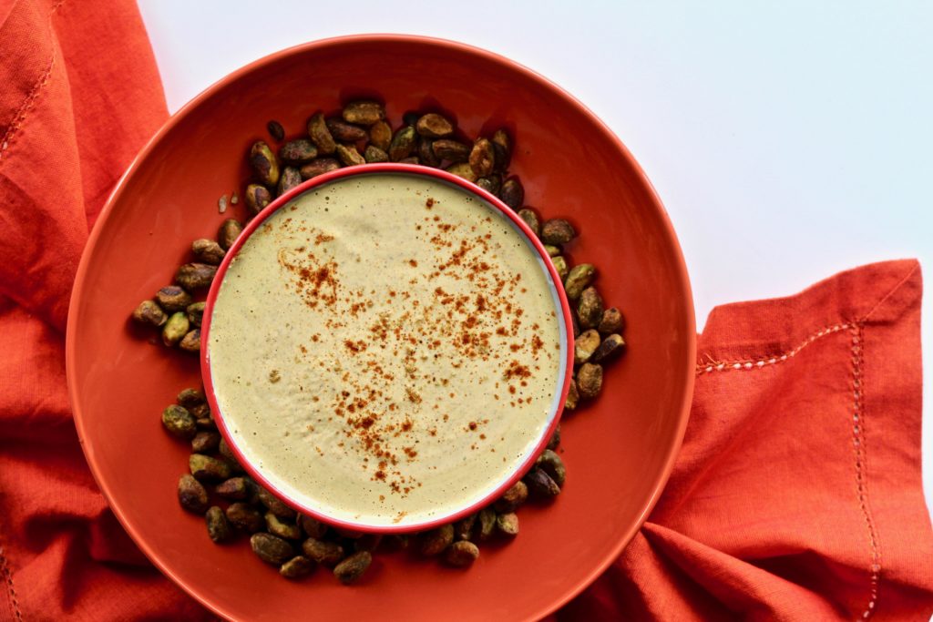 Bust out of your sauce rut and try something new! You’ll love the flavor and nutrition that comes with this Pistachio Ras El Hanout Sauce! @cookinRD | sarahaasrdn.com