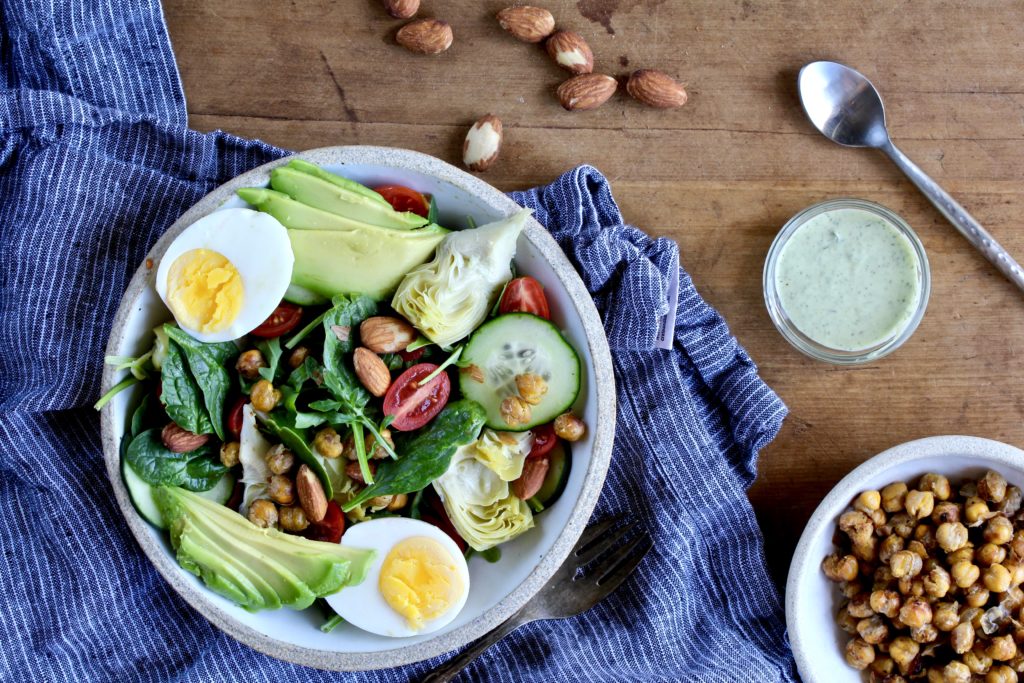 The west coast doesn't feel so far away when you sit down to enjoy this salad! This West Coast Cobb Salad is completely vegetarian and 100% satisfying and delicious!