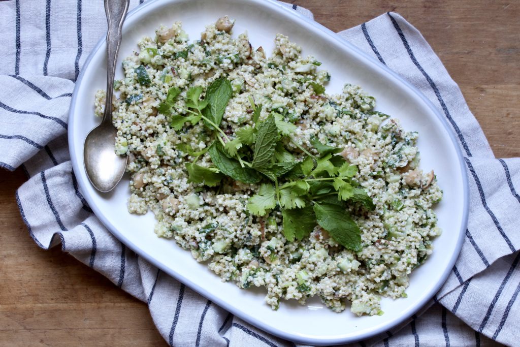 Cilantro-Mint Quinoa Salad | @cookinRD