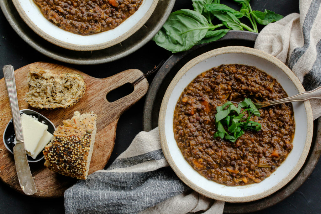 Black Lentil Sweet Potato Soup